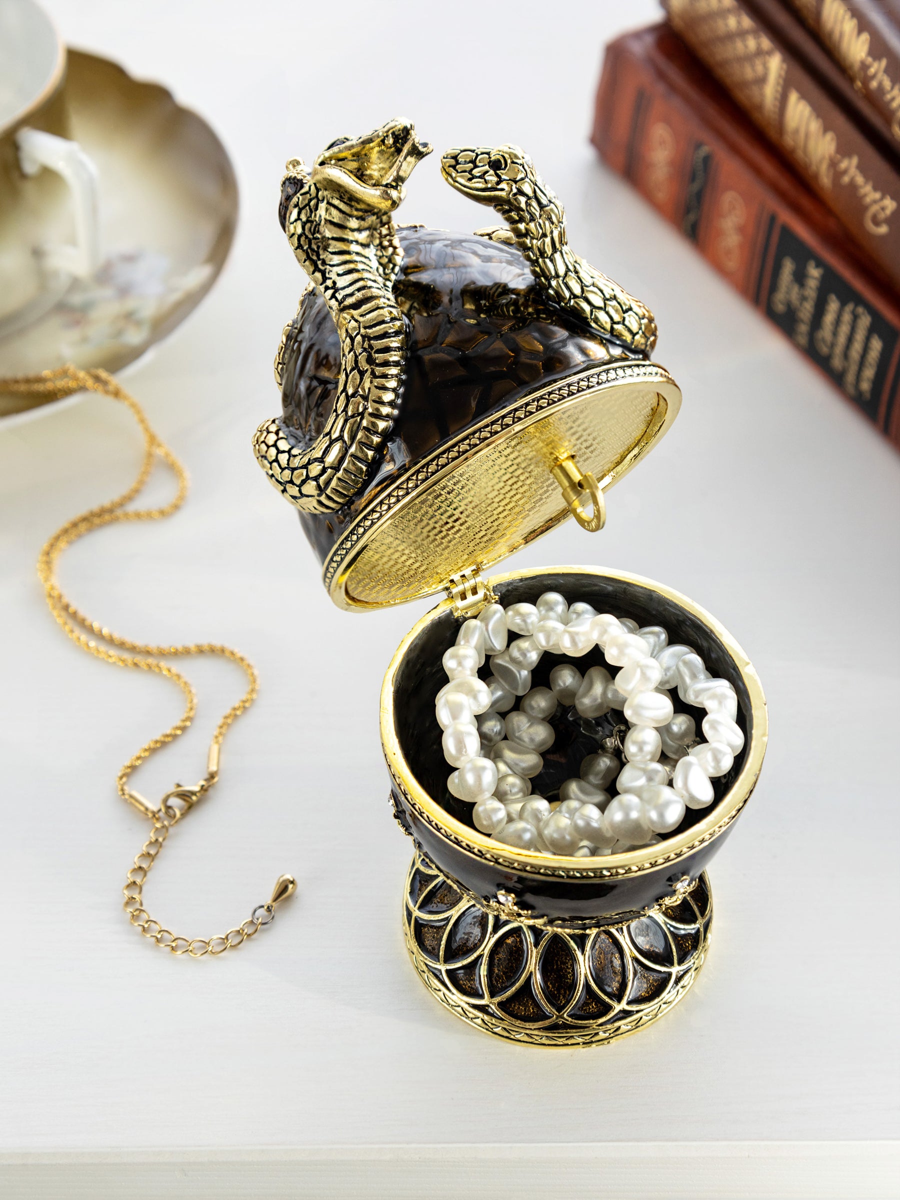 Black Faberge Egg with Snakes