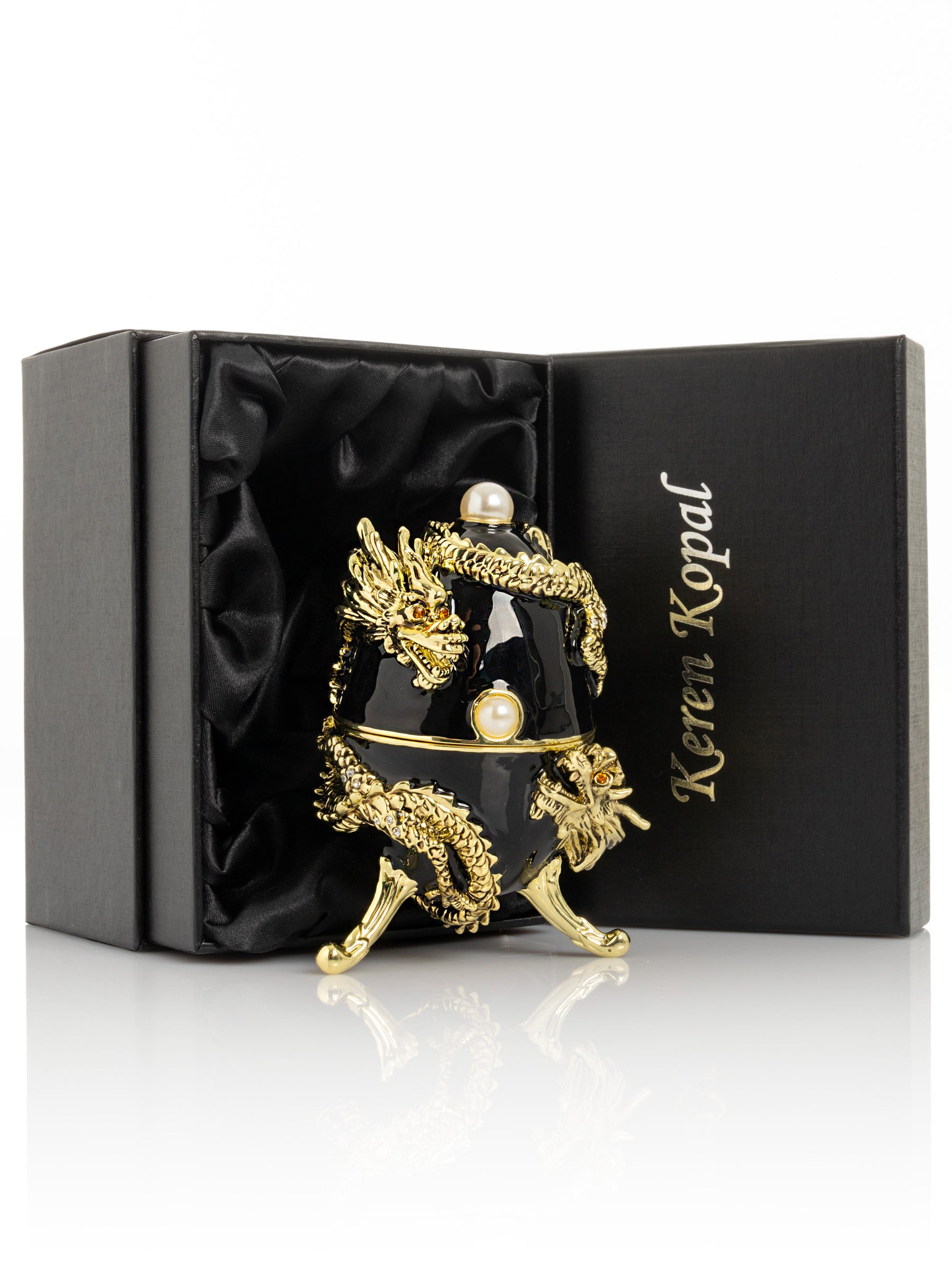 Keren Kopal Black Faberge Egg with Dragon