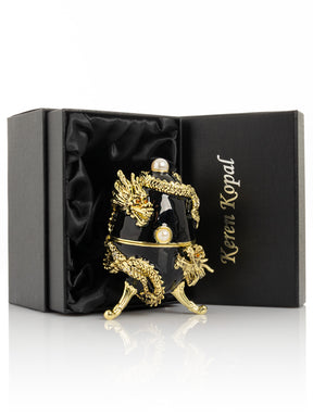Keren Kopal Black Faberge Egg with Dragon