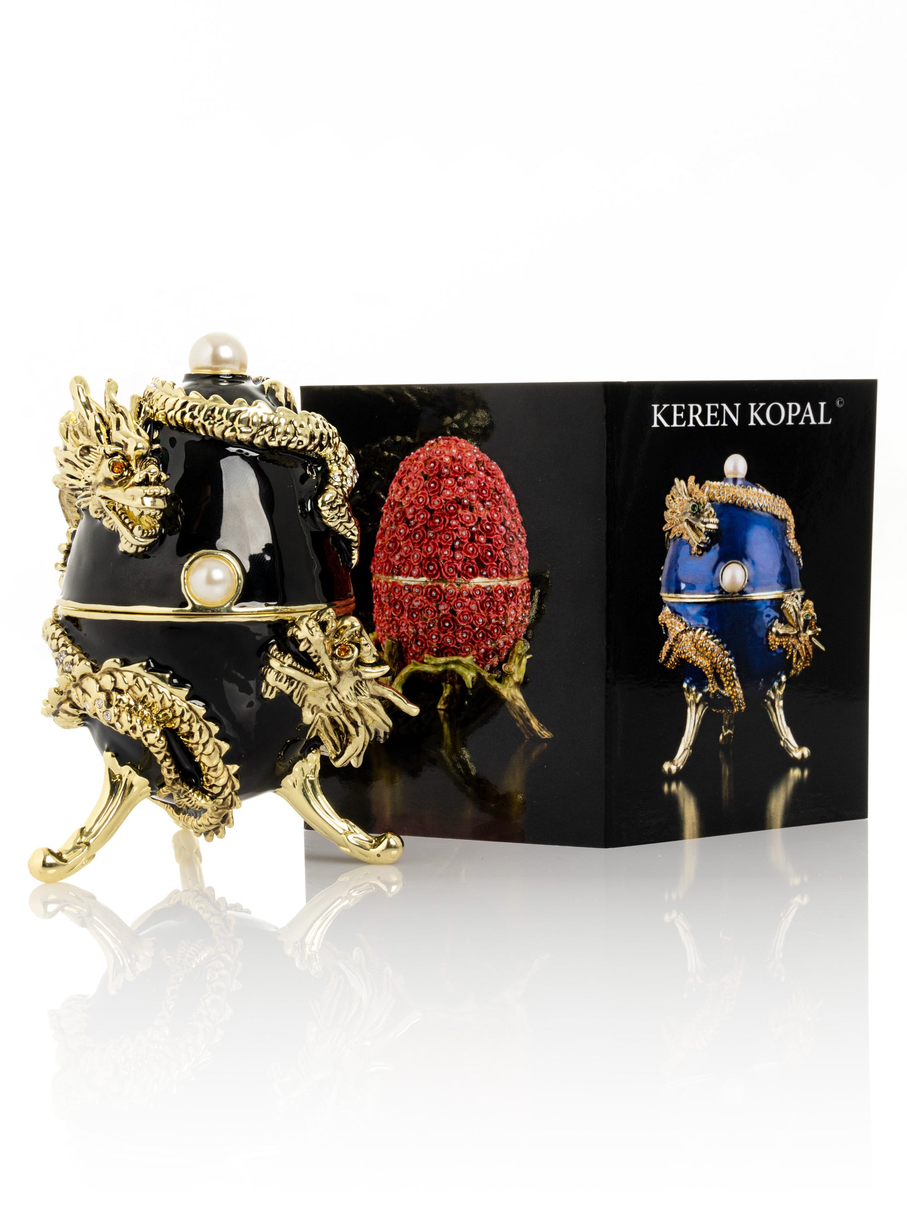 Keren Kopal Black Faberge Egg with Dragon