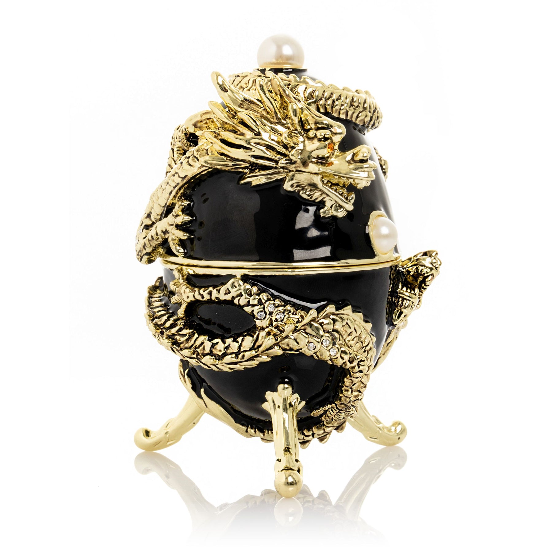 Keren Kopal Black Faberge Egg with Dragon