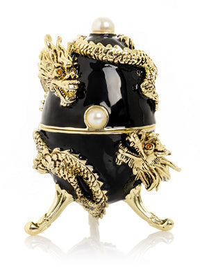 Keren Kopal Black Faberge Egg with Dragon