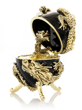 Keren Kopal Black Faberge Egg with Dragon