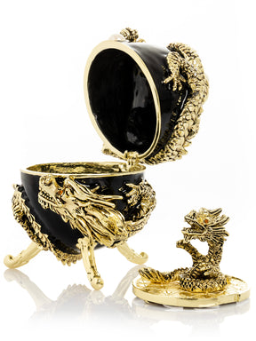 Keren Kopal Black Faberge Egg with Dragon