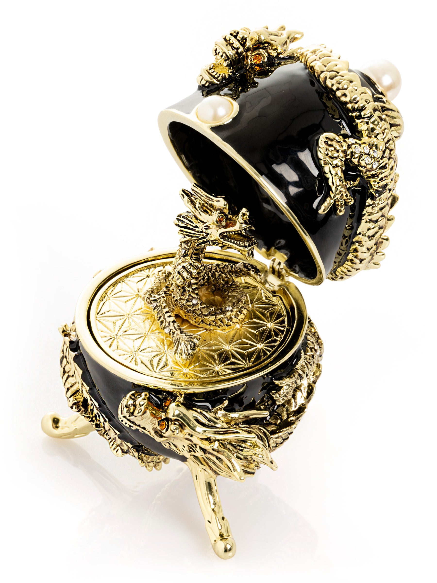 Keren Kopal Black Faberge Egg with Dragon