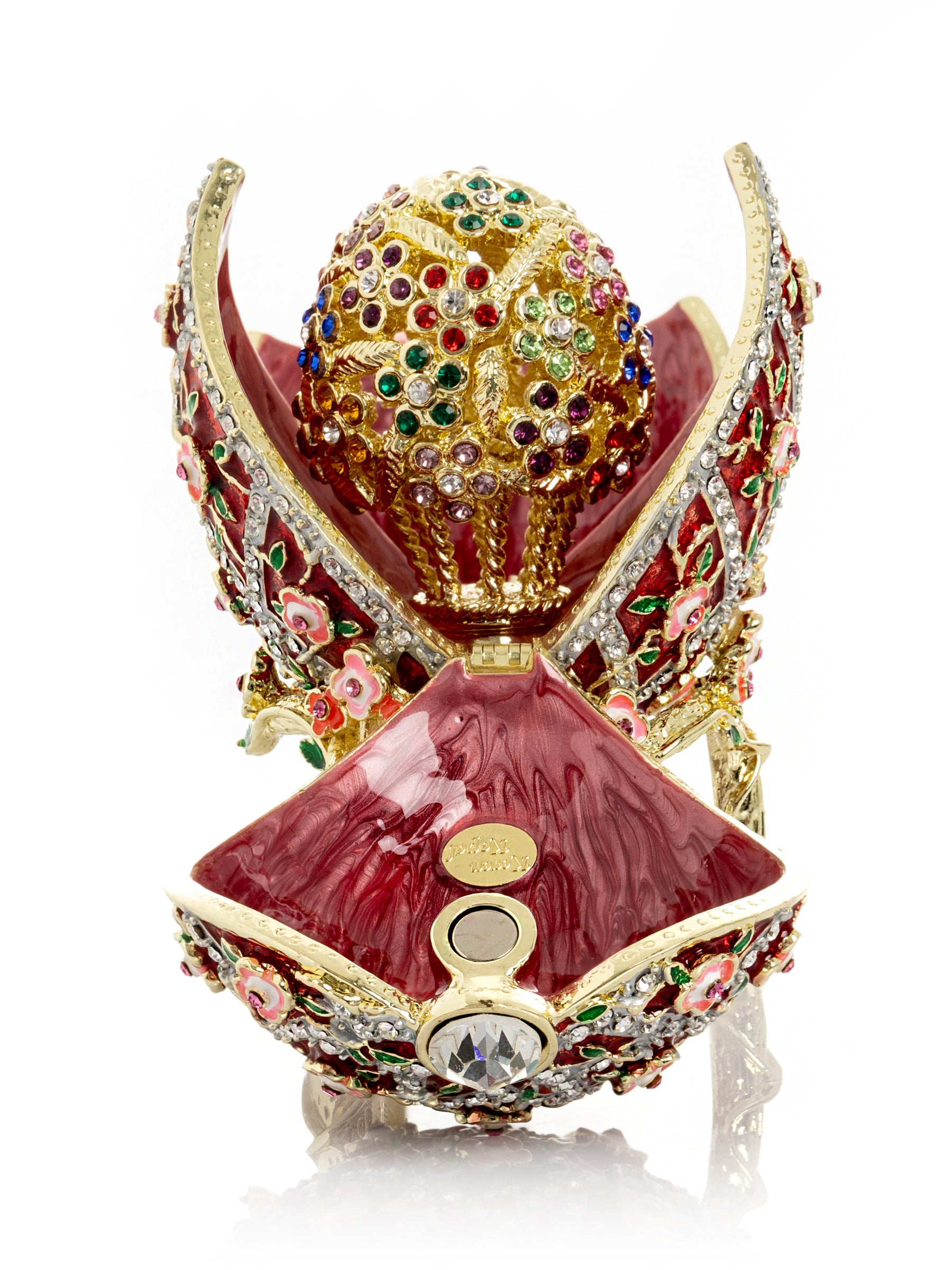 Keren Kopal Red Roses Faberge Egg With a Surprise Colorful Ball Inside