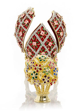 Keren Kopal Red Roses Faberge Egg With a Surprise Colorful Ball Inside