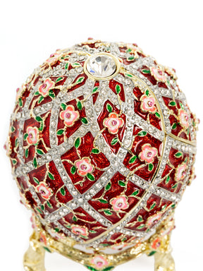 Keren Kopal Red Roses Faberge Egg With a Surprise Colorful Ball Inside