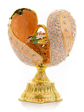 Keren Kopal Spiral Salmon Pink Faberge Egg with Flowers Bouquet