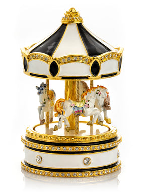 Keren Kopal Black Musical Carousel with Spinning Royal Horses