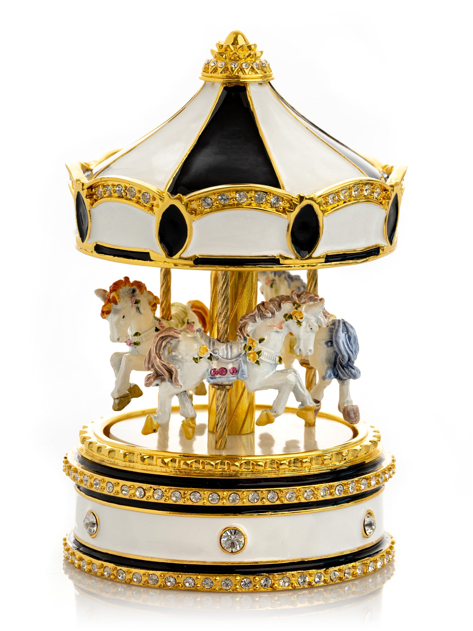 Keren Kopal Black Musical Carousel with Spinning Royal Horses