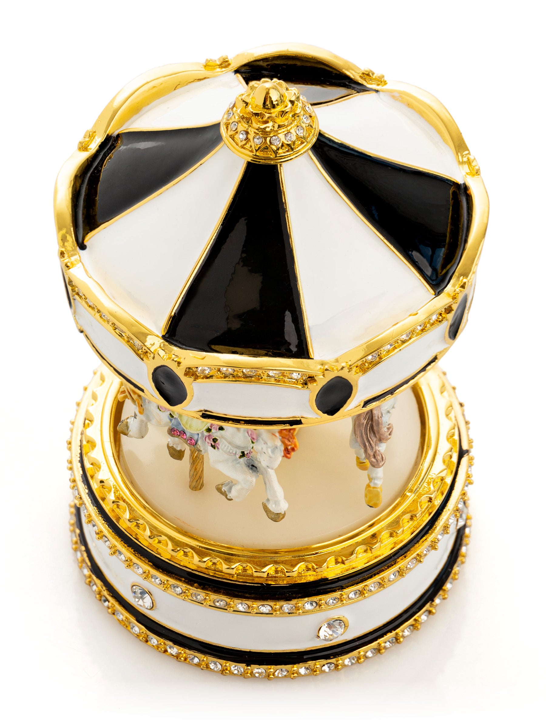 Keren Kopal Black Musical Carousel with Spinning Royal Horses