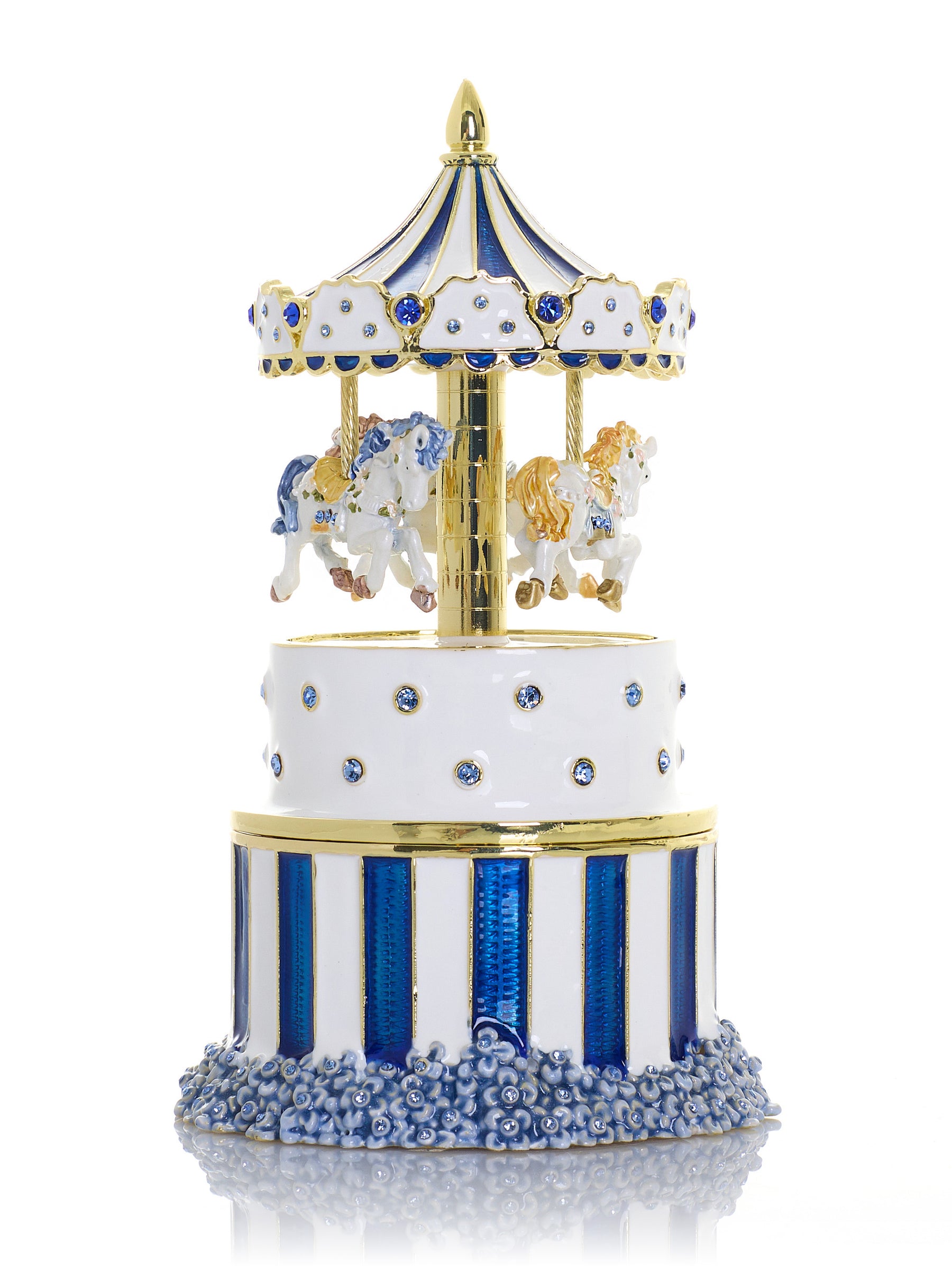 Keren Kopal Blue Wind up Horse Carousel & trinket Box Limited Edition 1-250