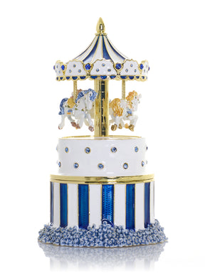 Keren Kopal Blue Wind up Horse Carousel & trinket Box Limited Edition 1-250