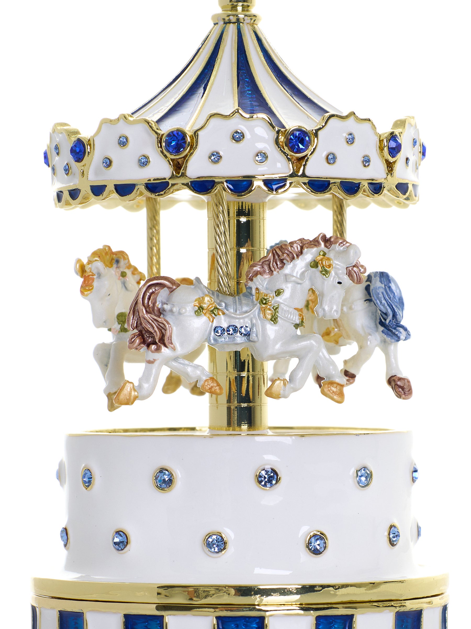 Keren Kopal Blue Wind up Horse Carousel & trinket Box Limited Edition 1-250