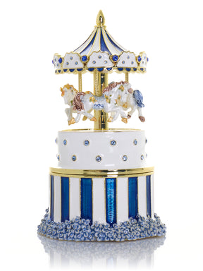 Keren Kopal Blue Wind up Horse Carousel & trinket Box Limited Edition 1-250