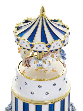 Keren Kopal Blue Wind up Horse Carousel & trinket Box Limited Edition 1-250