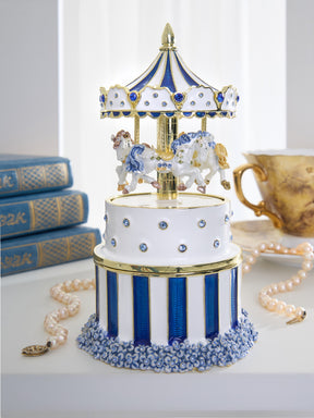 Keren Kopal Blue Wind up Horse Carousel & trinket Box Limited Edition 1-250