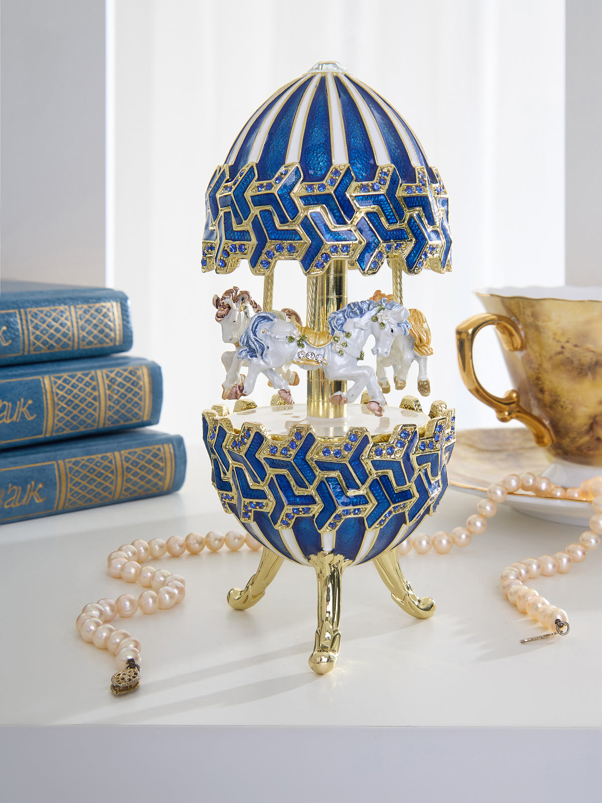 Keren Kopal Blue Wind up Horse Carousel