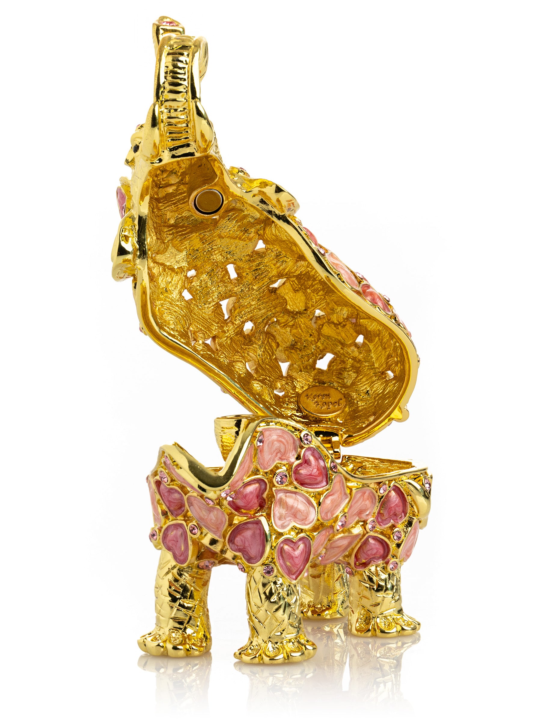 Golden Elephant with Hearts decoration