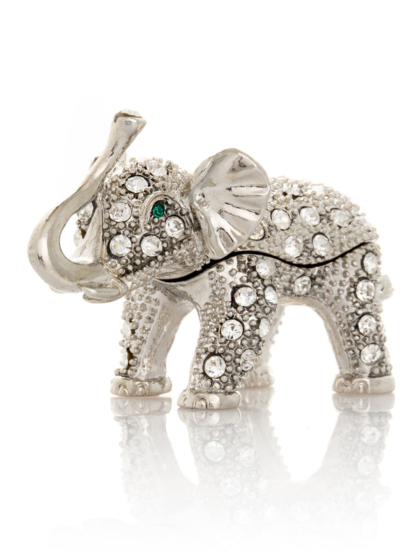 Silver Elephant with Green Eyes