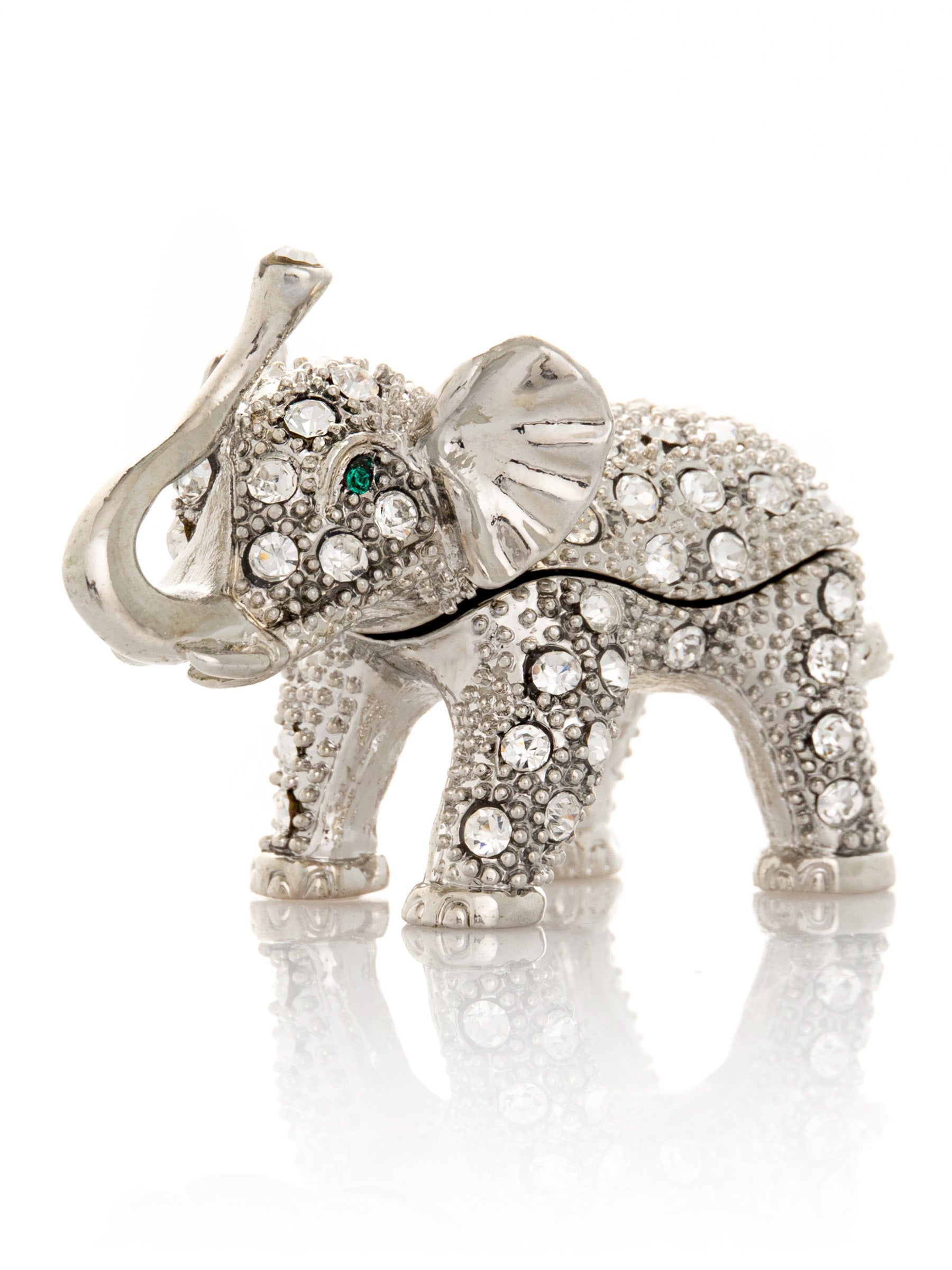 Keren Kopal Silver Elephant with Green Eyes