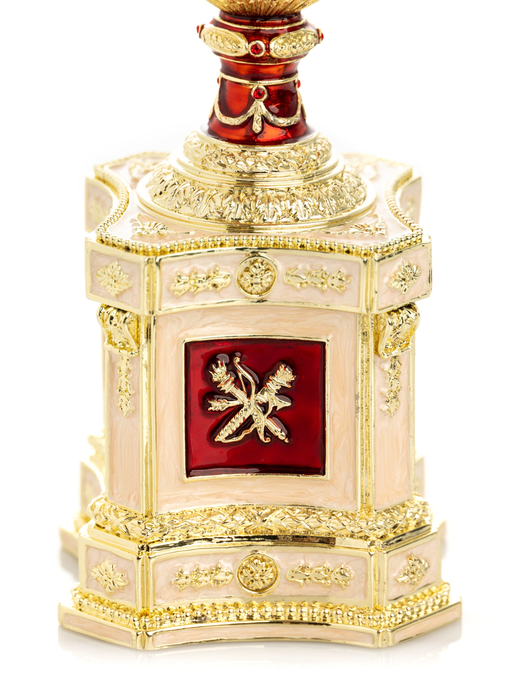 Keren Kopal Red Faberge Egg with a Pearl and a Clock