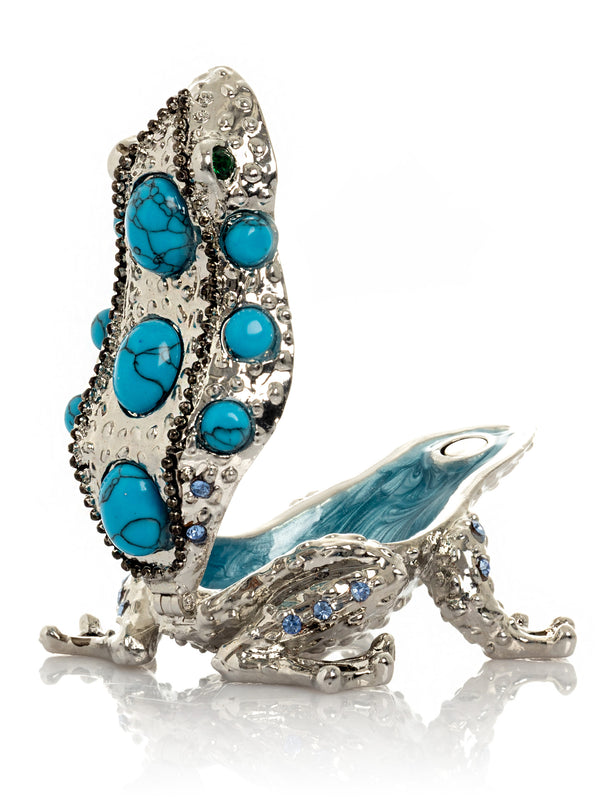 Silver Frog with Turquoise Gemstones