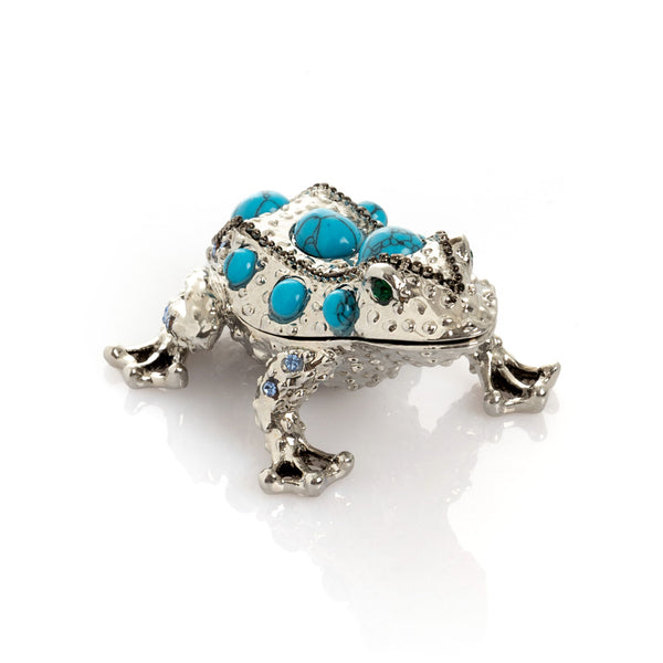 Silver Frog with Turquoise Gemstones
