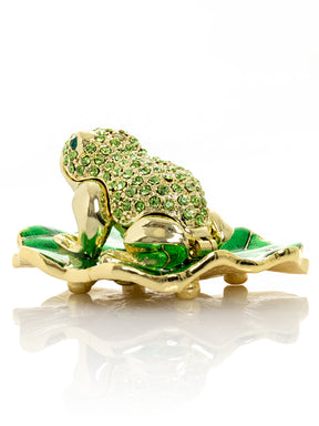Keren Kopal Golden Frog on Green Leaf