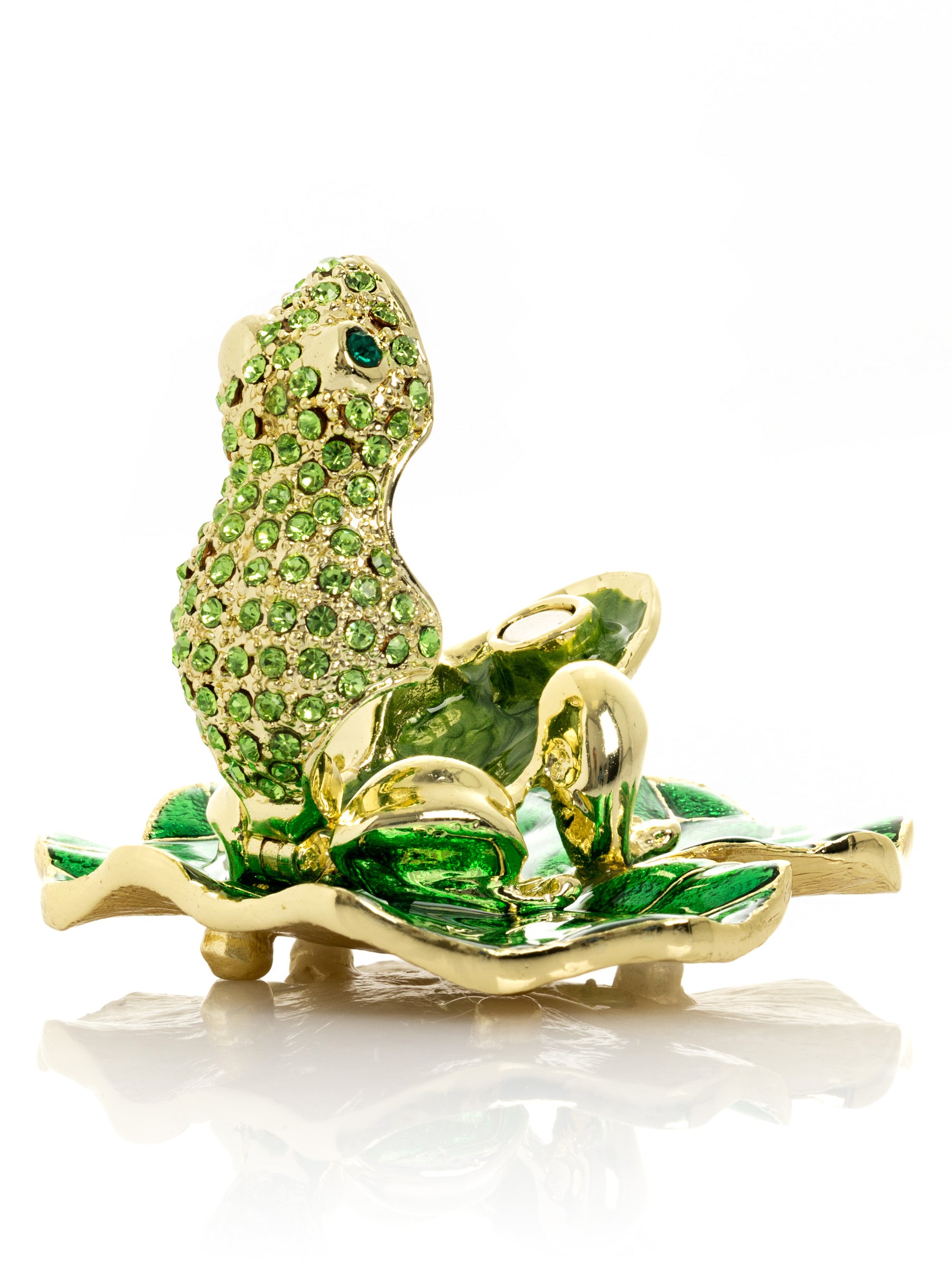 Keren Kopal Golden Frog on Green Leaf