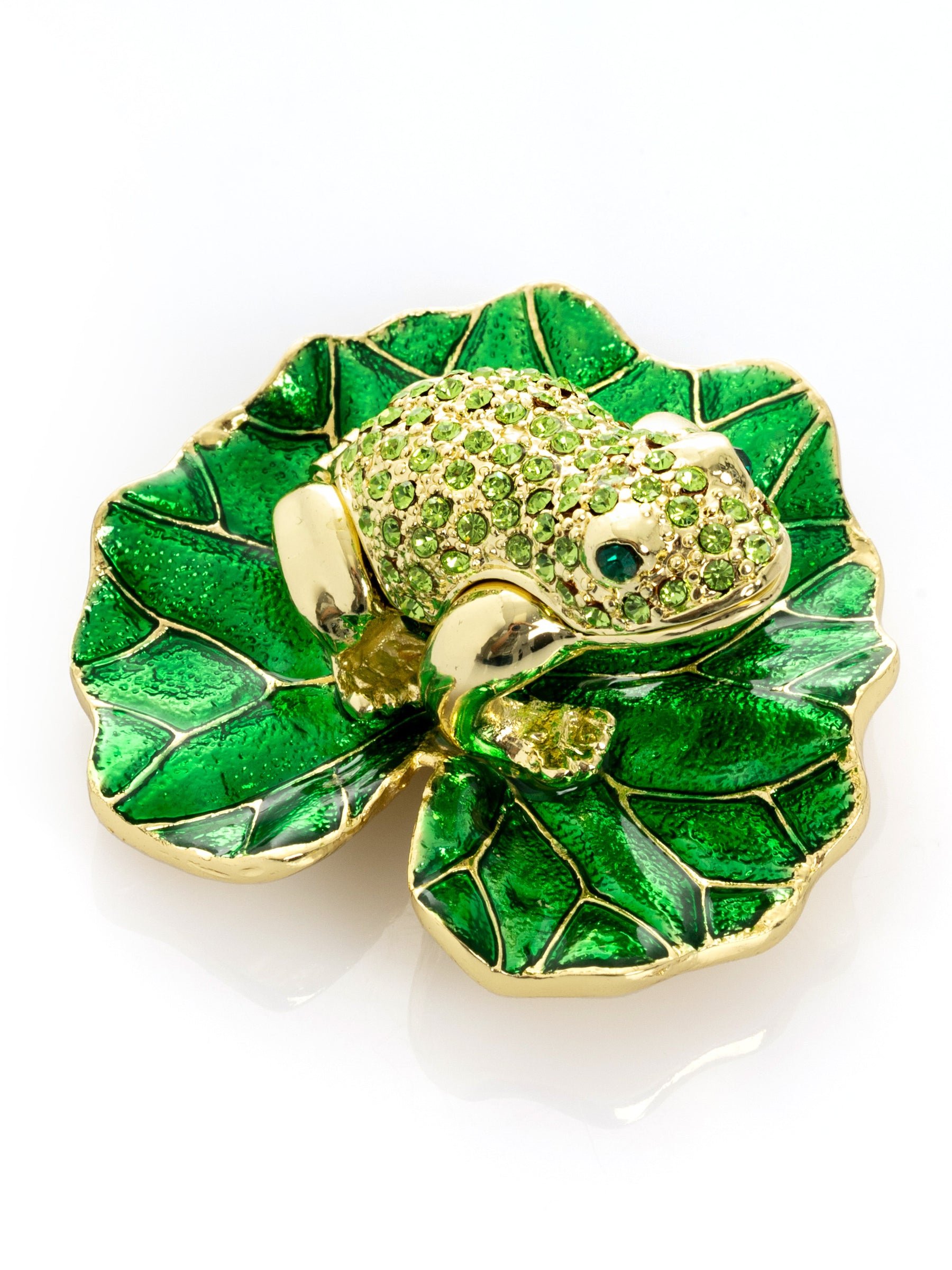 Keren Kopal Golden Frog on Green Leaf