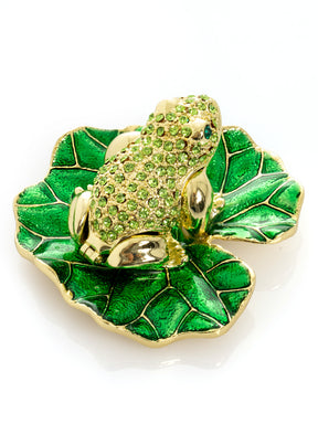 Keren Kopal Golden Frog on Green Leaf