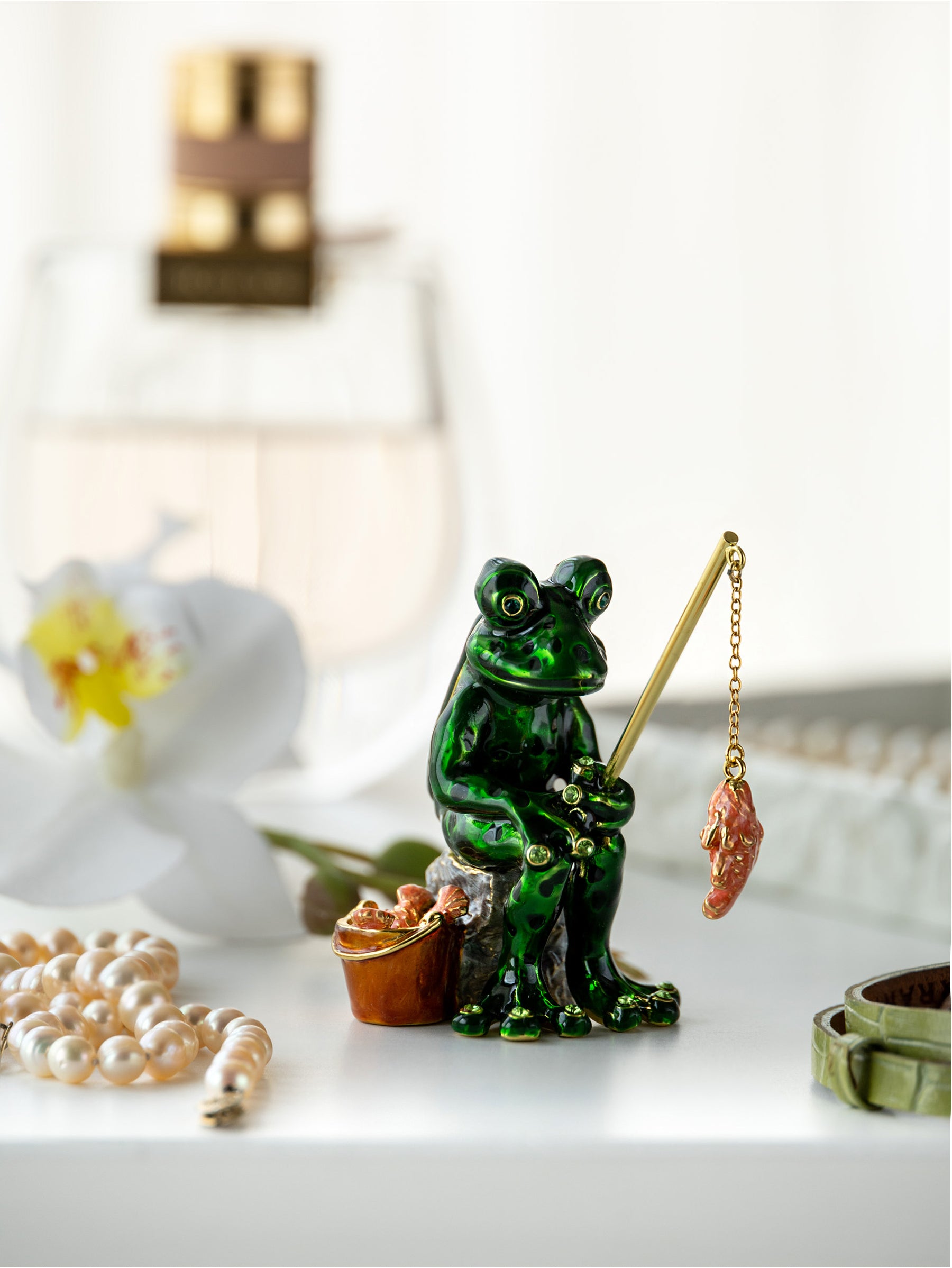 Fishing Frog trinket box