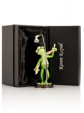 Keren Kopal Frog Taking a Shower Trinket Box with Pink Towel