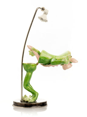 Keren Kopal Frog Taking a Shower Trinket Box with Pink Towel