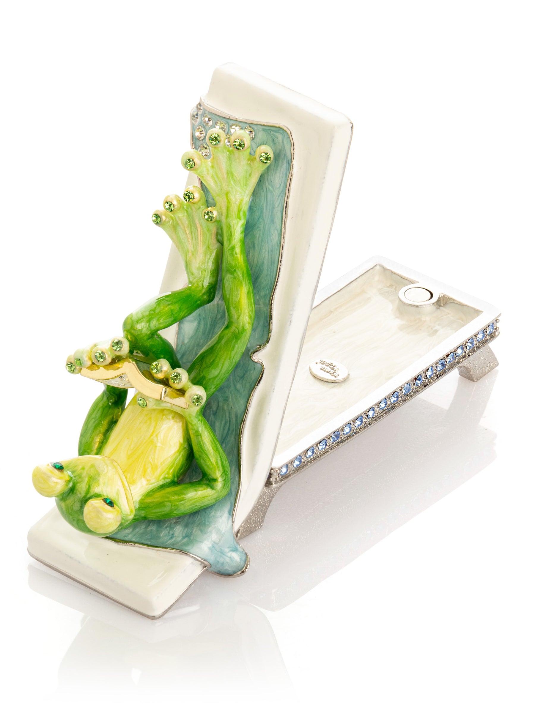 Keren Kopal Relaxing Frog Reading a book on Sun Lounger Trinket Box