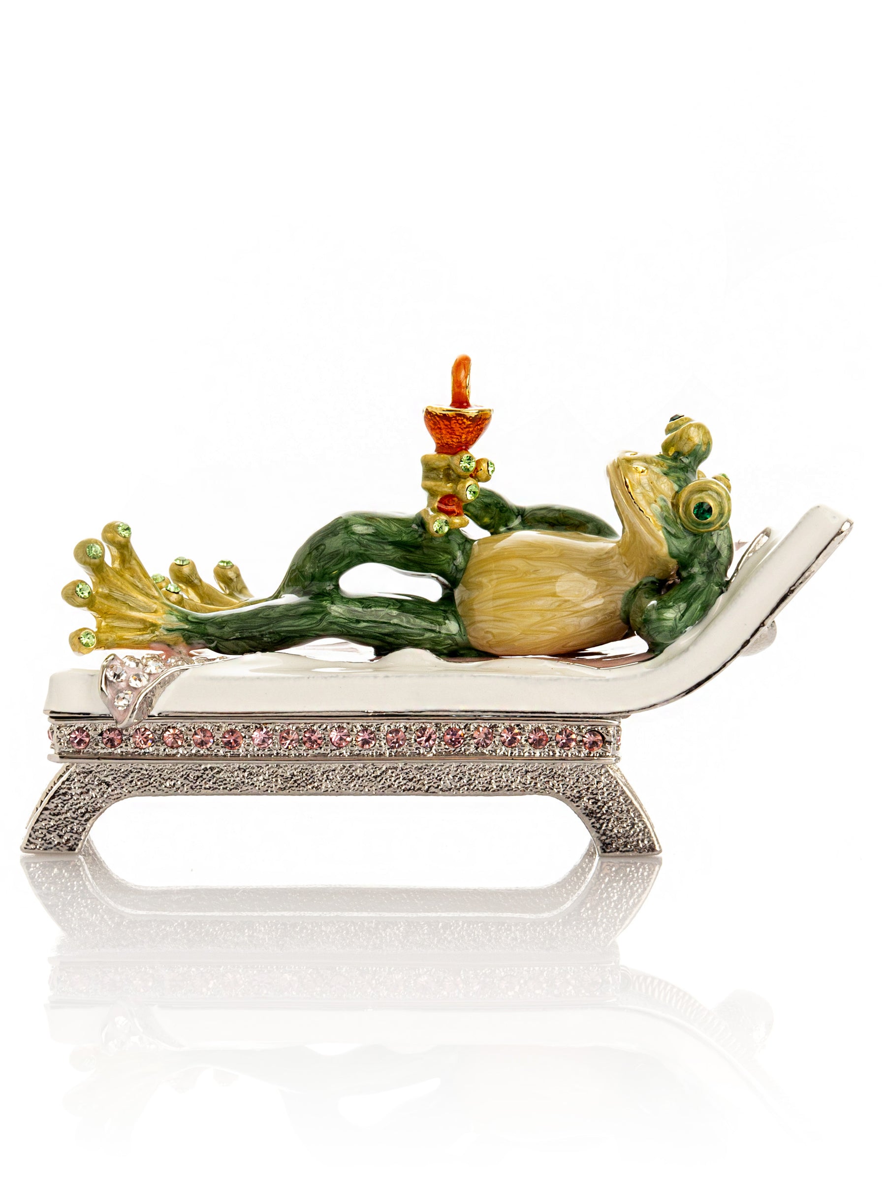 Keren Kopal Green Reclining Frog with Cocktail Trinket Box