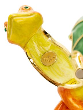Keren Kopal Rainy Day Orange Frog with Umbrella Trinket Box