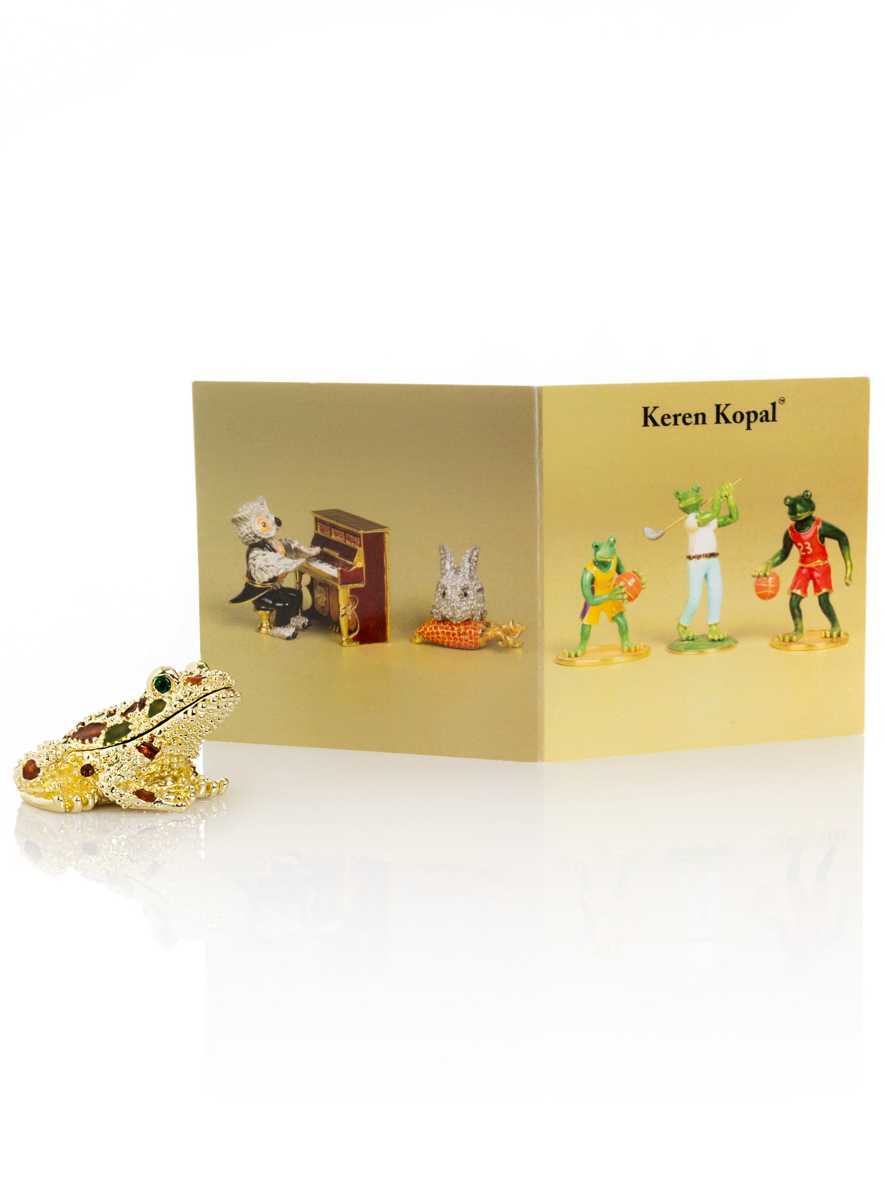 Keren Kopal Golden Frog with Colorful Stones