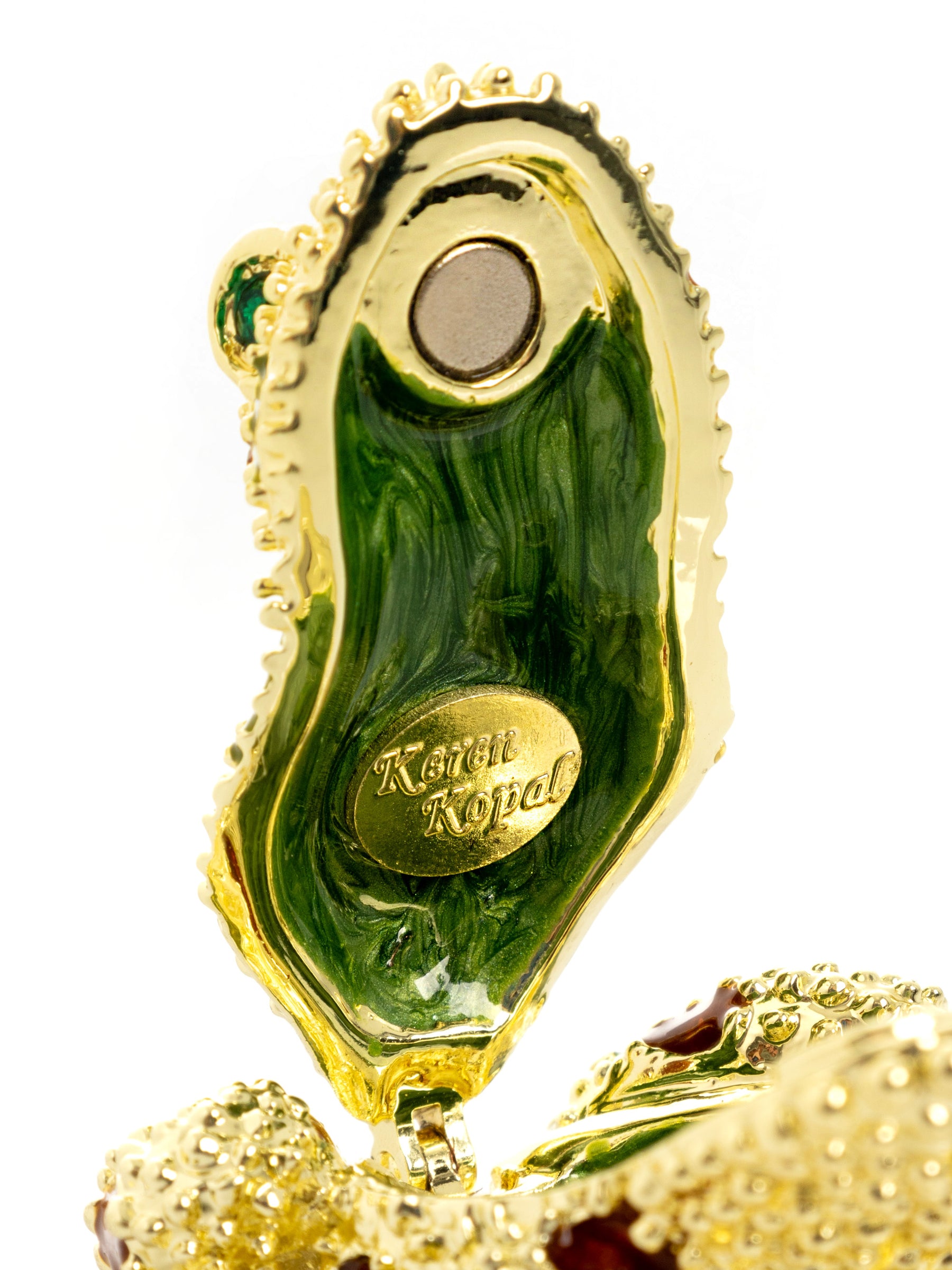 Keren Kopal Golden Frog with Colorful Stones