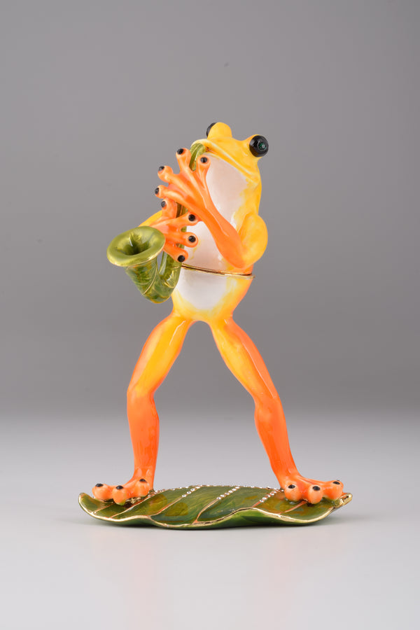 Frosch spielt Saxophon