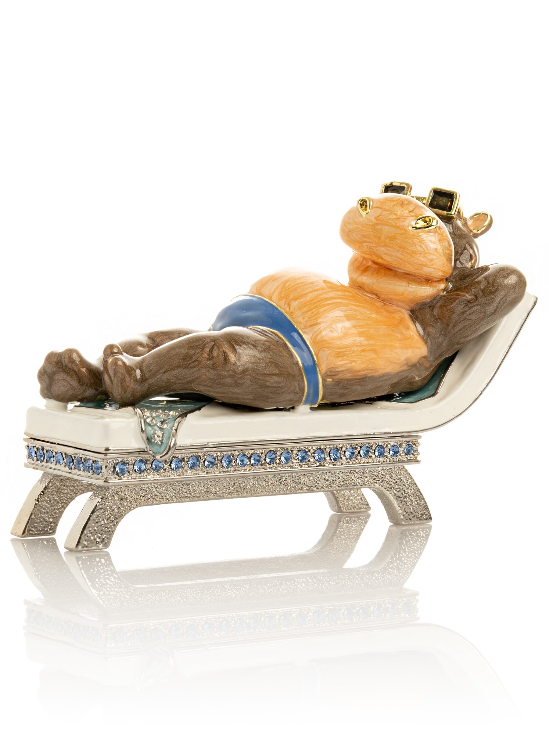 Keren Kopal Relaxing Hippo on Sun Lounger Trinket Box