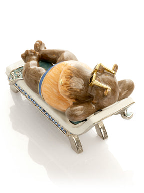 Keren Kopal Relaxing Hippo on Sun Lounger Trinket Box