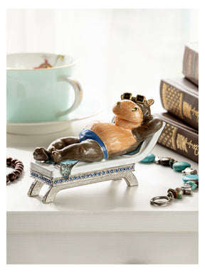 Keren Kopal Relaxing Hippo on Sun Lounger Trinket Box