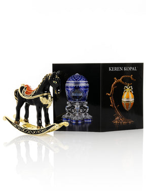 Keren Kopal Black & Gold Vintage Rocking Horse Trinket Box