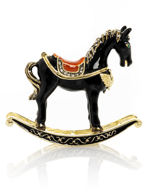 Keren Kopal Black & Gold Vintage Rocking Horse Trinket Box