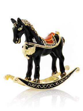 Keren Kopal Black & Gold Vintage Rocking Horse Trinket Box