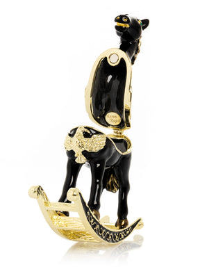 Keren Kopal Black & Gold Vintage Rocking Horse Trinket Box