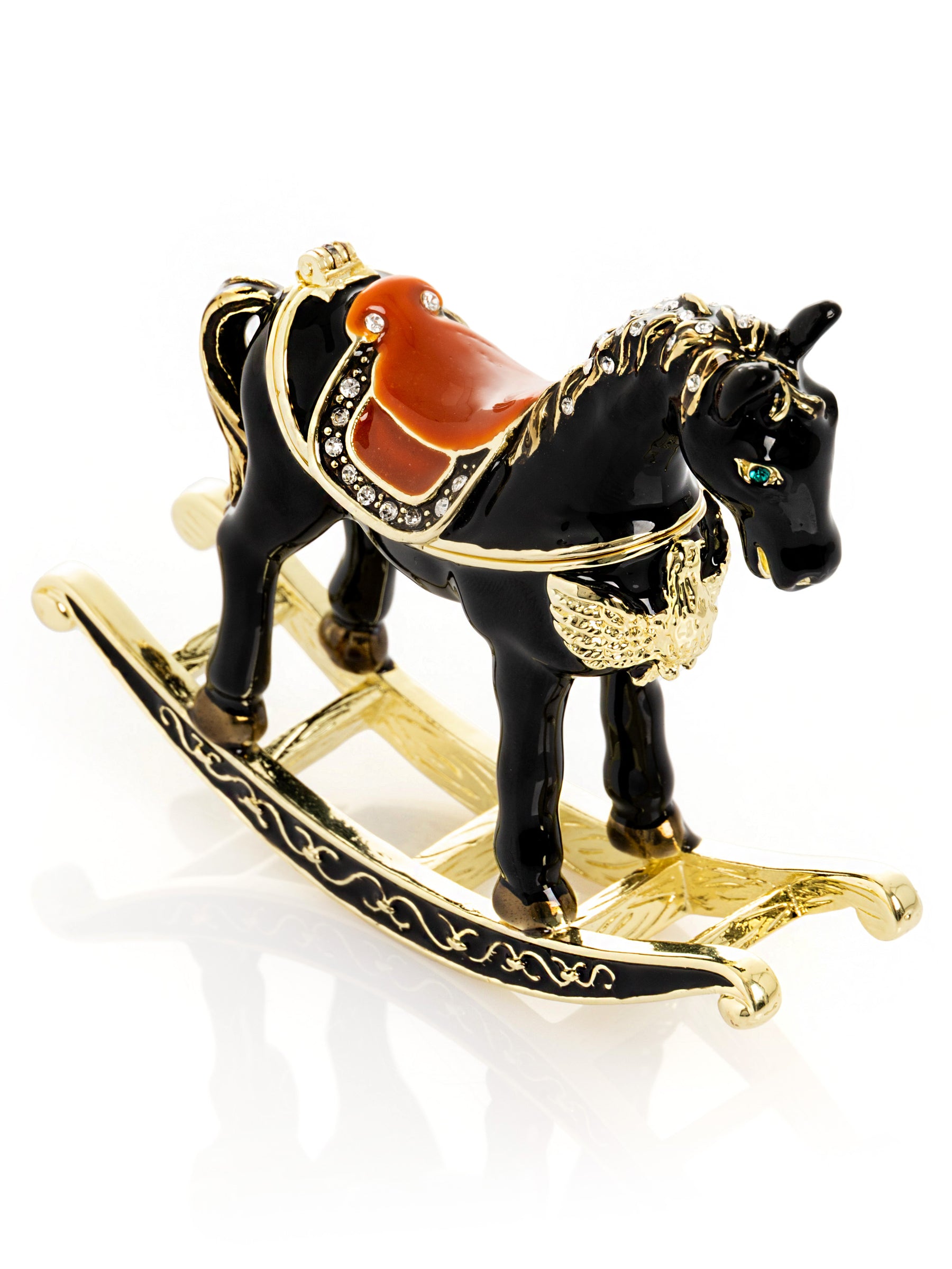 Keren Kopal Black & Gold Vintage Rocking Horse Trinket Box